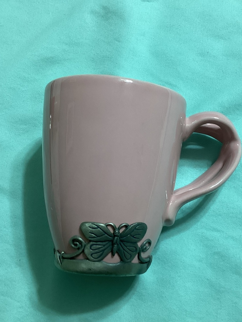 Neman Marcus Vintage Arthur Court Pink Butterfly Scalloped Handle Coffee Mug